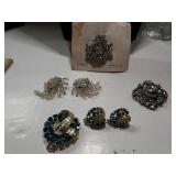 Vintage Rhinestone Jewelry Lot - Pins & Earrings