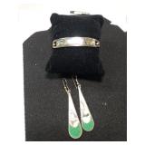 Alpaca Silver Abalone Dangle Earrings & Bracelet