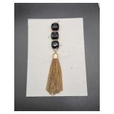 Jet Stones with goldtone tassels purse/car charm
