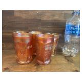 5 Orange Carnival Glass Tumblers
