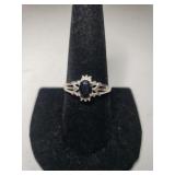 Ladies Sterling Silver Ring W/Black Stone - Size