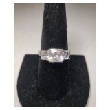 Ladies Sterling Silver 3-stone CZ Ring - Size 8