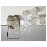 Cruet Set In Silver Like Caddy, Assorted Glass