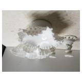 Fenton Milk Glass Ruffled Bowls, Westmoreland