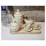6 Piece Miniature Tea Set.  Rose embossed  and