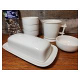 Lot - Bright White Stoneware Kitchen accessories