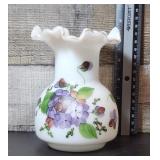 Pretty hand painted  Fenton style vase
