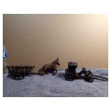 Antique Cast Iron Hay Wagon, Donkey & Carriage