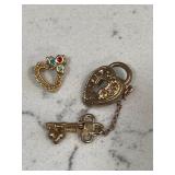 Vintage Valentines Heart Locket Pendants