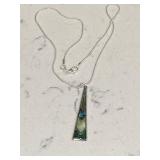 Vintage Abalone Shell Necklace Silver Tone