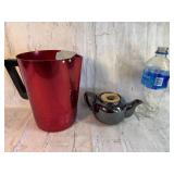 MCM Pitcher & Small Pottery Kettle