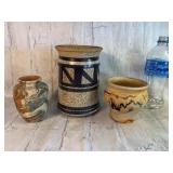 Two Vintage Nemadji Pottery Vases On The Outside