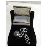 Trinket Box With Silver Like Earrings