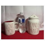 Rae Dunn Love You Mug & Candy Hearts Canister