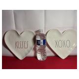 Rae Dunn Heart Shaped Plates Kisses & XOXO