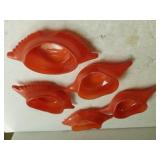 Red Glasbake Crab Imperial Bowls