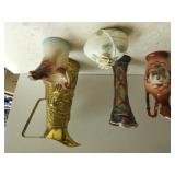 Carnival Glass Vase, Brass Like Vase/pitcher &