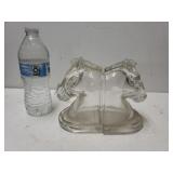Clear Glass Horse Head Bookends