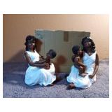 2 African American Mom with Baby Figurines