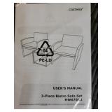 Costway 3 Piece Bistro Sofa Set. New In Original