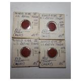 (4) World War II U.S. Meat Ration Tokens