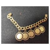 12KT Gold Filled Ladies Charm Bracelet W/(5)