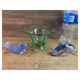 Glass Seal Paperweight, Green Depression Candy