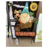 Metal Gnome Welcome To My Garden Sign