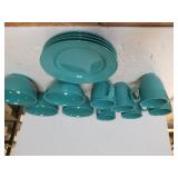 Hotel Elite Teal Colored Plates, Bowls, Mugs