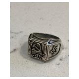 Soviet Union KGB Silver Tone Challenge Ring