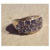Tanzinite cluster ring. Sterling. Size 7