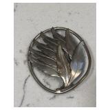Vintage Modernist Abstract Leaf Silver Brooch