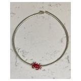 Red Crab Silver Tone Choker Necklace