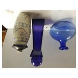 Blue Glass Vase, Carafe, Ceramic Jar