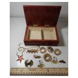 Vintage Jewelry In Wooden Box