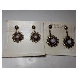 (2) Pair Vintage Heirloom Jewelry Opal Clip