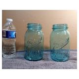 2 Vintage Blue Ball Perfect Mason Jars - #7 & #13