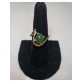 Vintage Karatclad 18K HGE Jade Ring W/Tag - Size