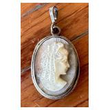Antique/Vintage Cameo On Abalone Set in Sterling