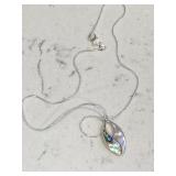 Sterling Vintage Abalone Pendant w/Necklace