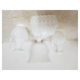 Milk Glass Fenton Hobnail Candy Dish, Vases, E O