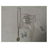 1980s Scrimshaw Wolf Earrings and Necklace