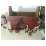 Wooden Handled box with House painted on