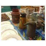 2 Tin Pitchers & Can