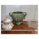 Glass Wear Tea pot,sugar dish, green pot