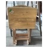 Black Chair And 4 Piece TV Trays With Stand