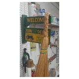 John Deere Sign Lot With Hand Broom