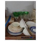 Plastic And Glass Cups And Glass Dishes
