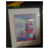 Framed LightHouse Picture 22 × 17 1/2