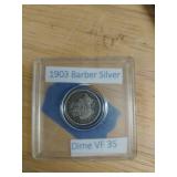 1903 Barber Silver Dime VF 35
